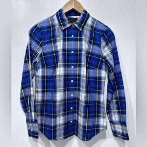 J.Crew Perfect Women’s Multicolored Plaid Button-Down‎ Long Sleeve Shirt Size 2